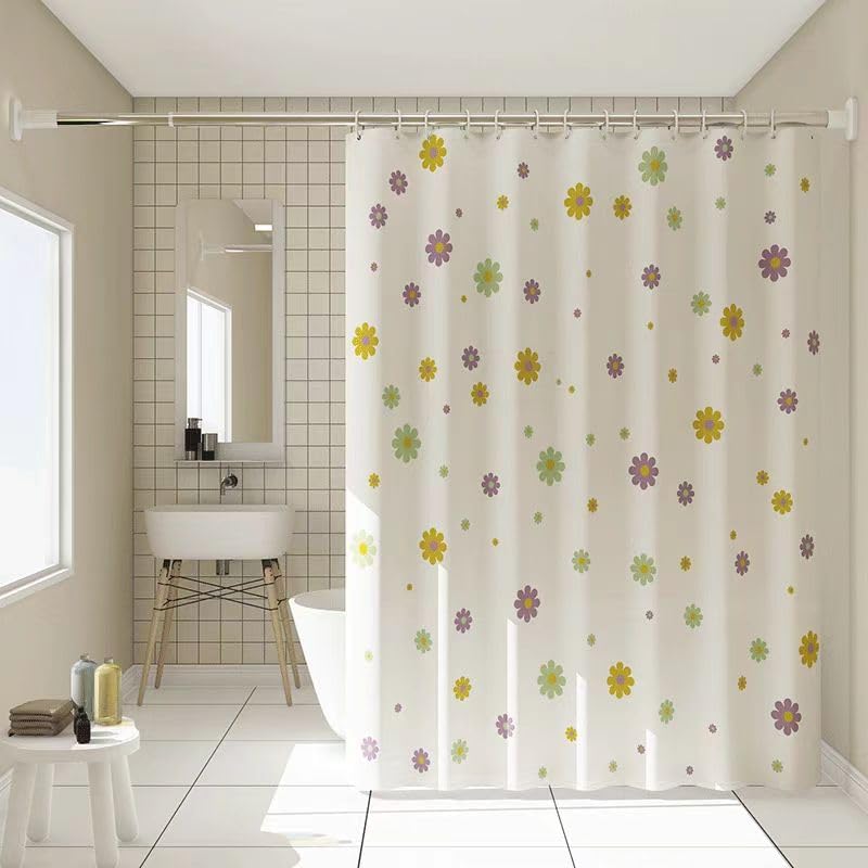 Shower Curtain with Grommets (White Flower, 72" W x 72" L)
