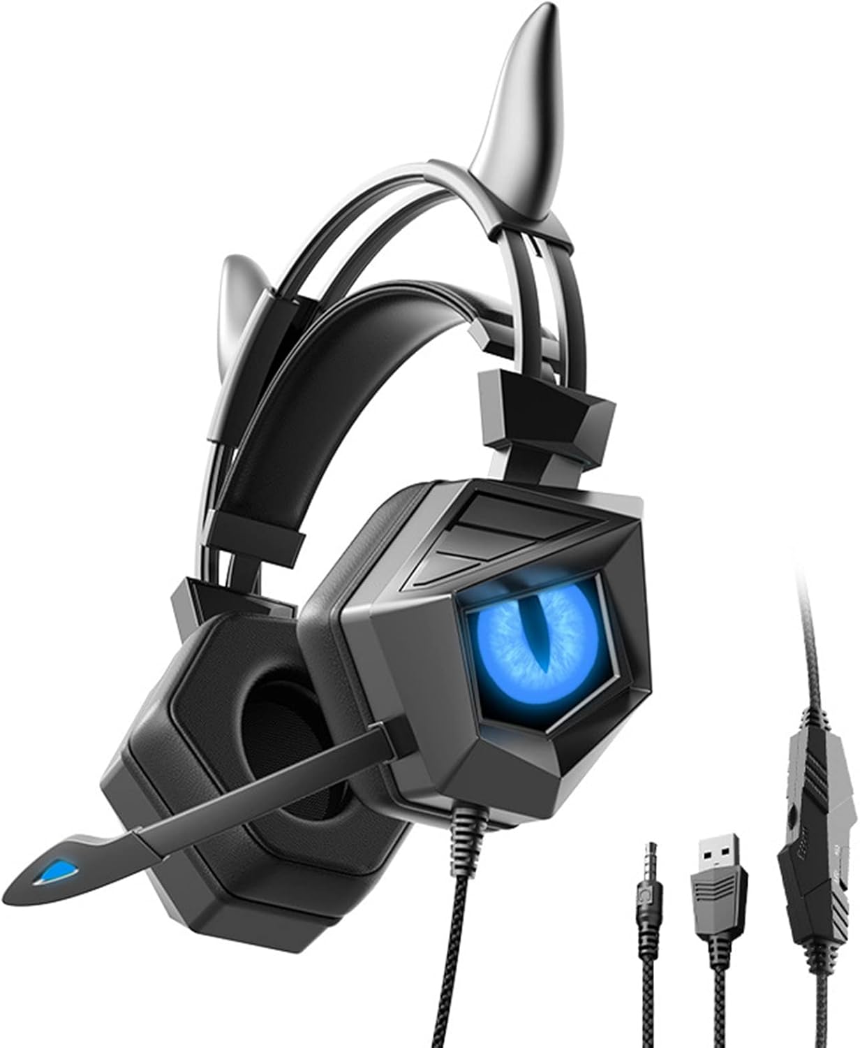 Microphone earphones with bright RGB flash, 3.5mm/USB