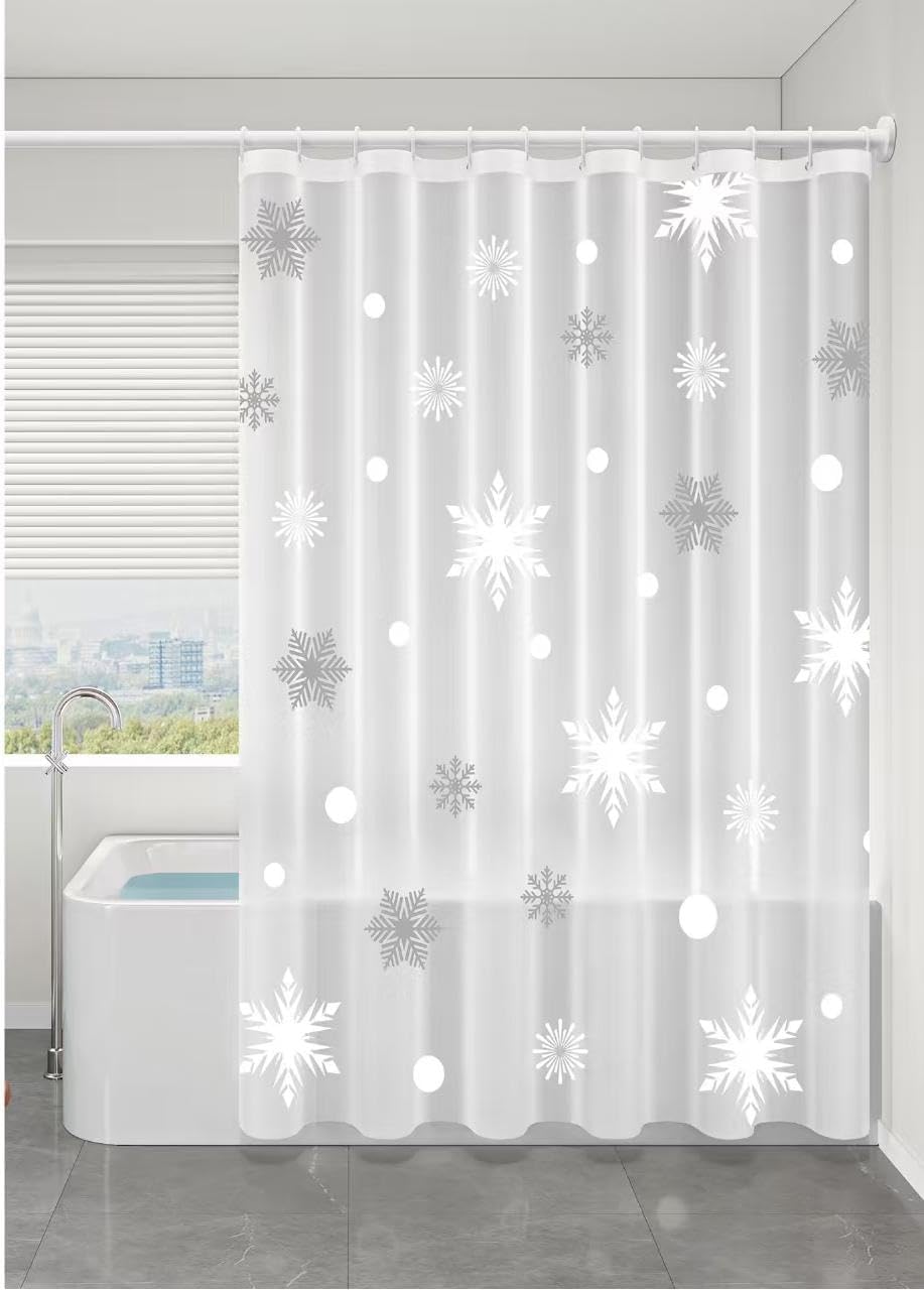 Shower Curtain with Grommets (White Flower, 72" W x 72" L)