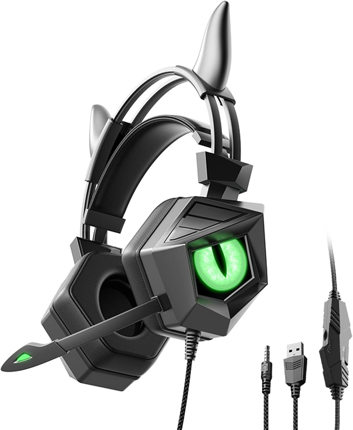 Microphone earphones with bright RGB flash, 3.5mm/USB