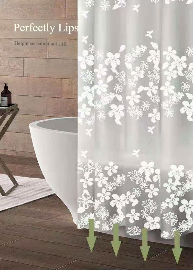 Shower Curtain with Grommets (White Flower, 72" W x 72" L)