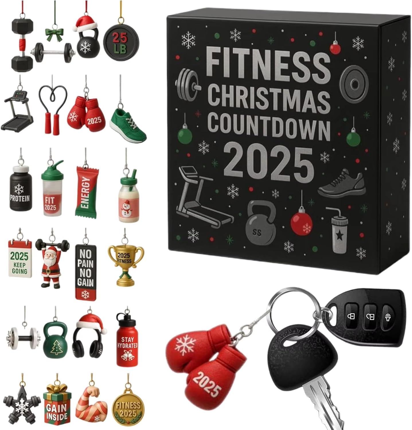 Advent Calendar   24 Days Gym Countdown Calendar with 2D Acrylic Ornaments