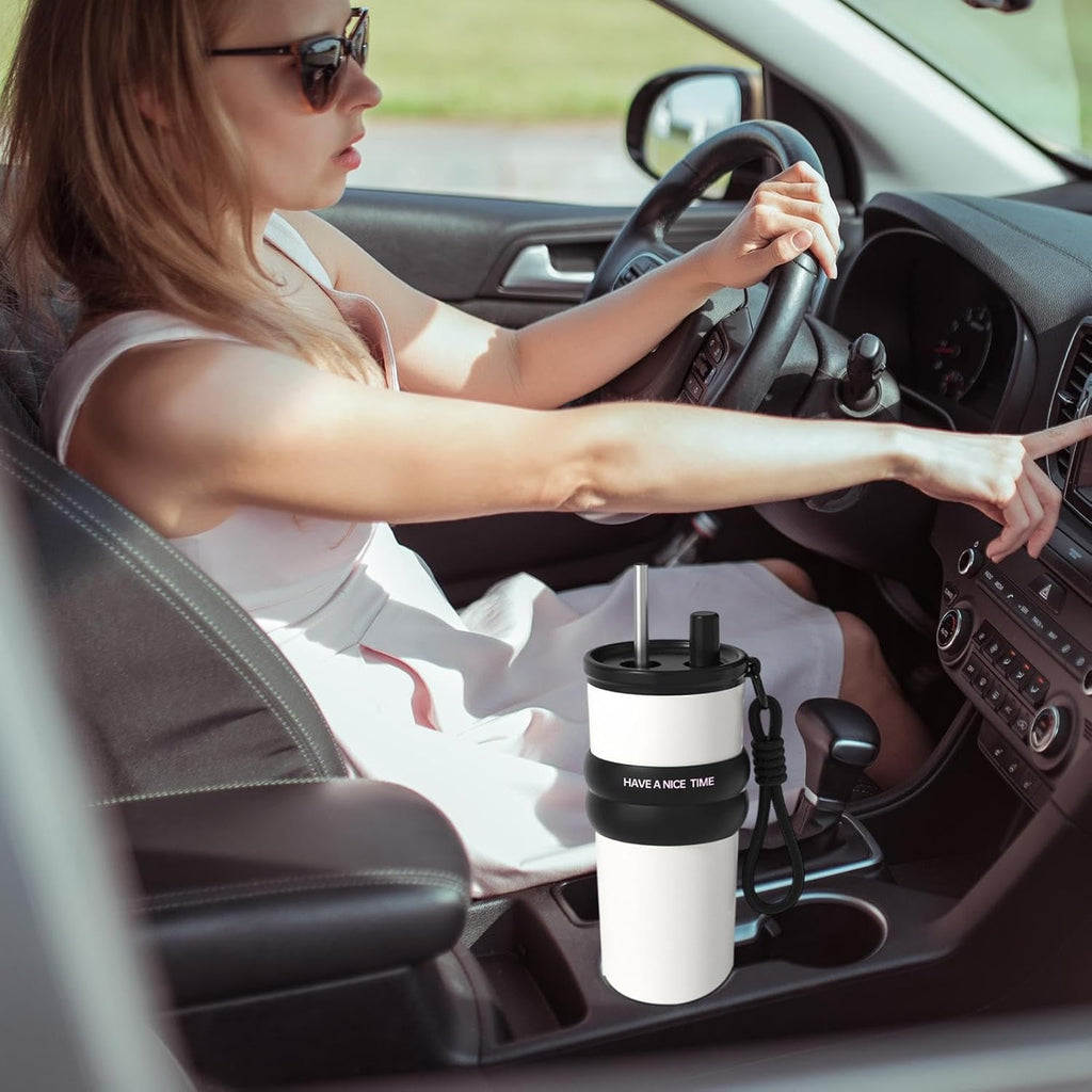 Insulated Coffee Cup with Straw,710ml