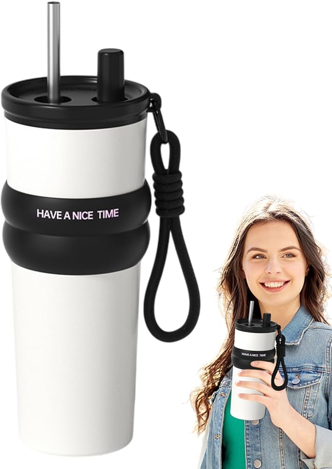 Insulated Coffee Cup with Straw,710ml