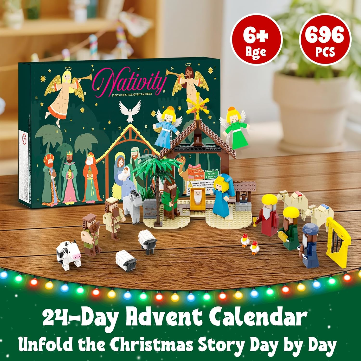 Nativity Advent Calendar 24 Days Christmas Countdown Nativity Scene Building Block Toys