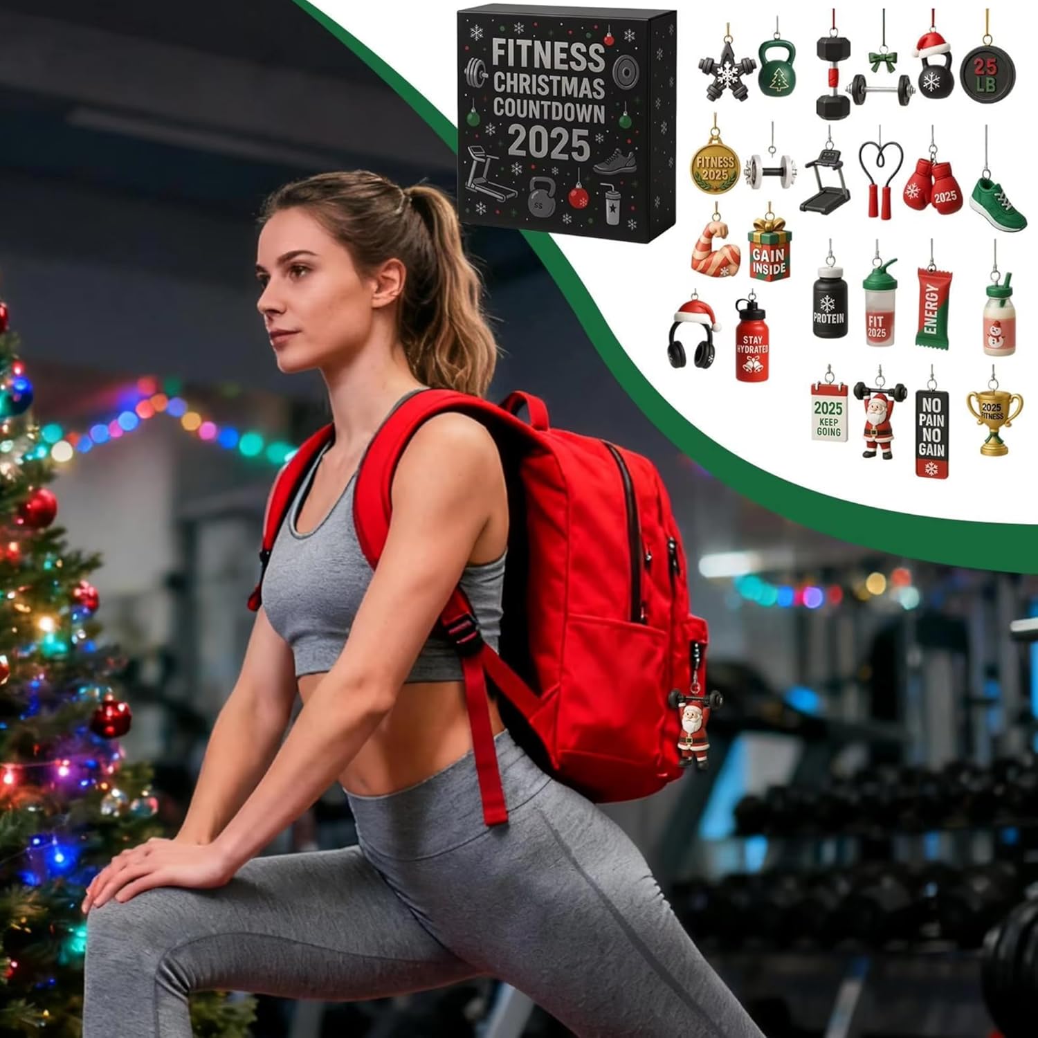 Advent Calendar   24 Days Gym Countdown Calendar with 2D Acrylic Ornaments