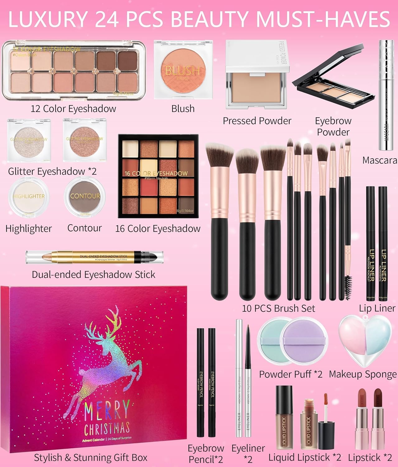 Makeup Arrival Calendar 2025, 24 Day Beauty Calendar