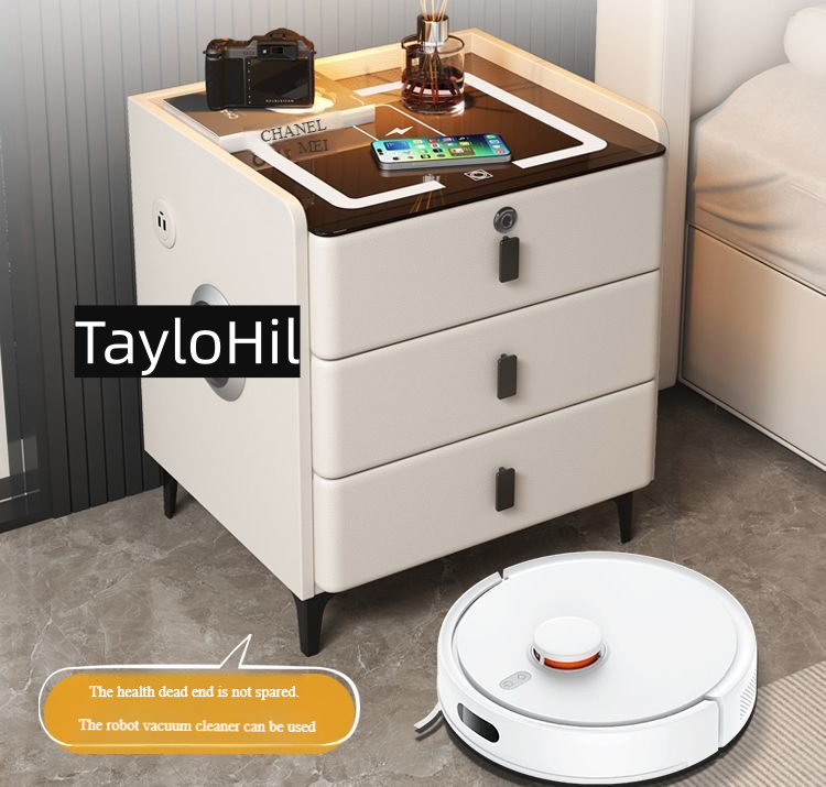 Wireless Charging Solid Wood Night Stand with speaker