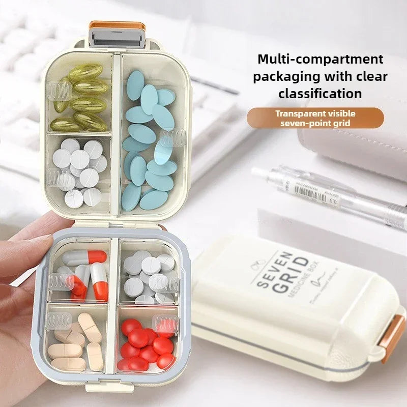 Portable 7 Grids Weekly Travel Medicine Organizer