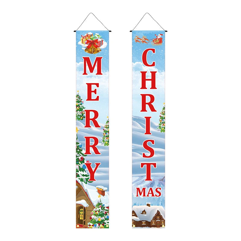 Christmas decoration 12 * 72 inch polyester fabric PVC suspension rod 2-piece set