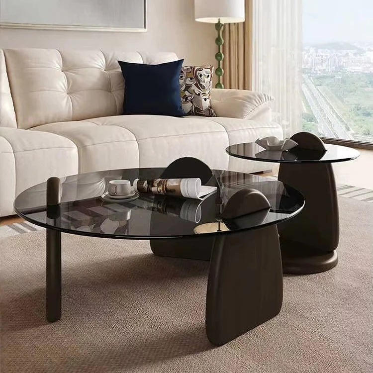 Glass Coffee Table Minimalist Small Round Table