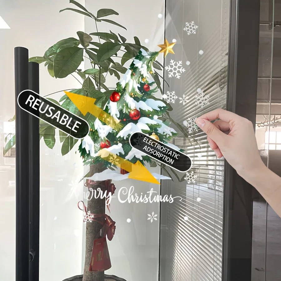 Christmas Cartoon Snow Scene Wall Stickers