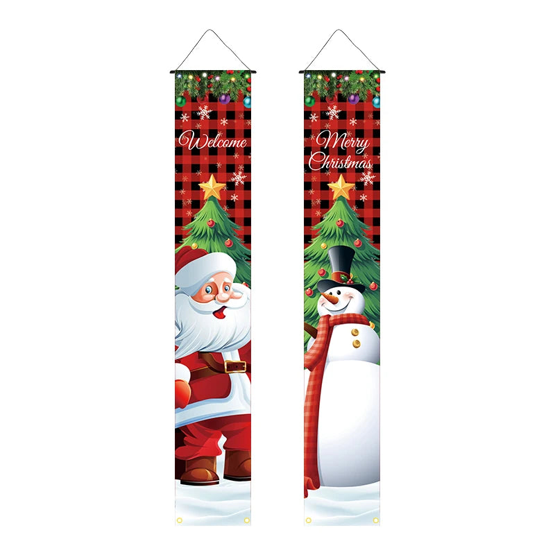 Christmas decoration 12 * 72 inch polyester fabric PVC suspension rod 2-piece set