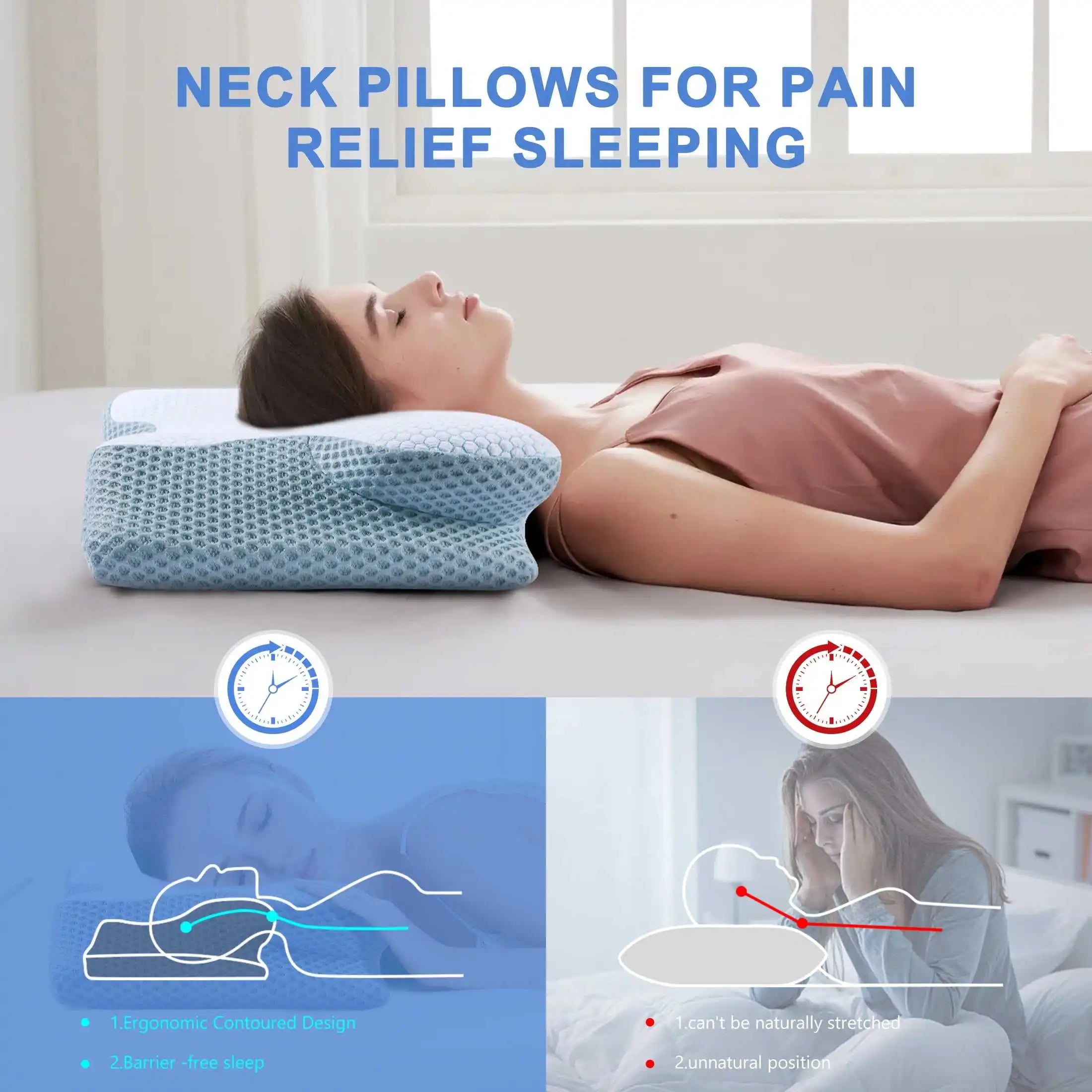 Sleep Orthopedic Pillow Memory Foam Bed Pillow 24*13.5*5 in