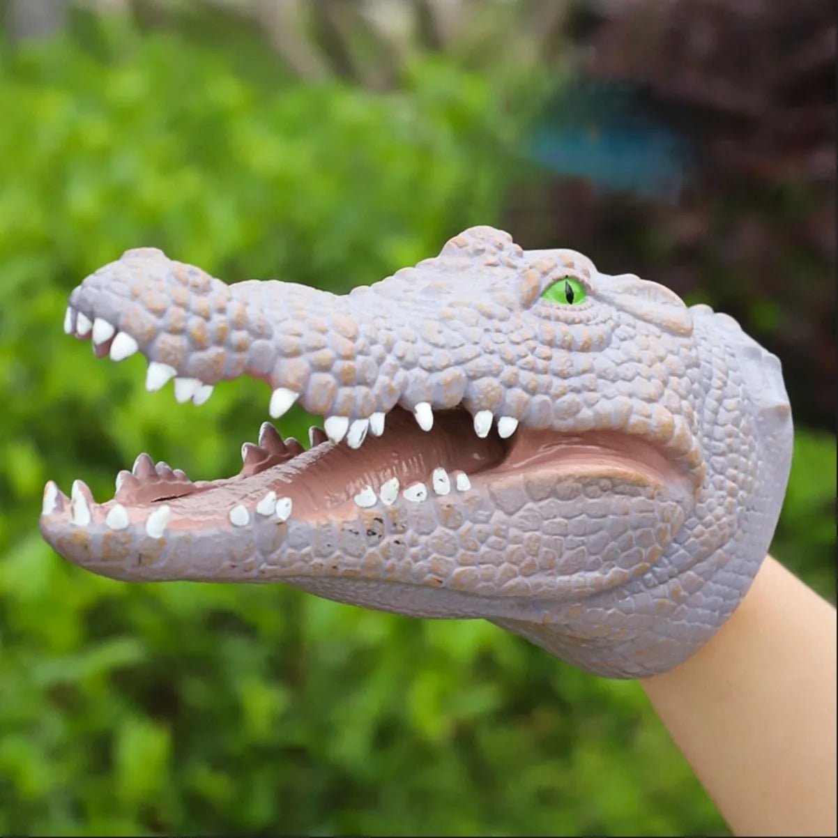 Soft rubber tyrannosaurus rex simulates animal bite