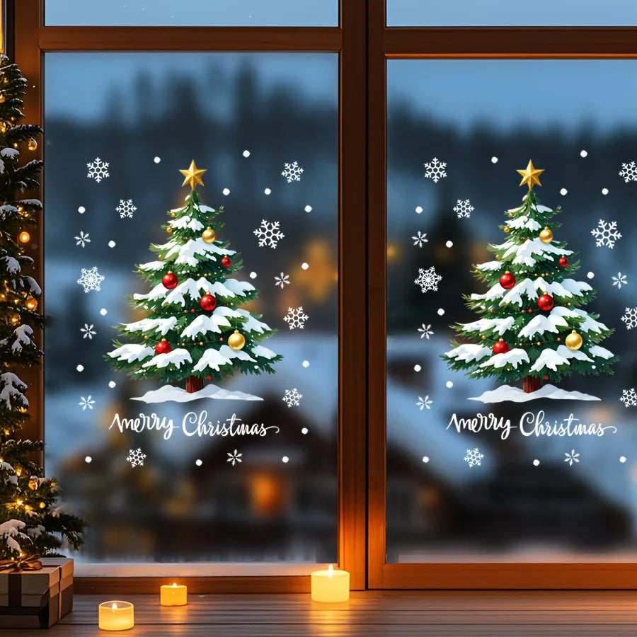 Christmas Cartoon Snow Scene Wall Stickers