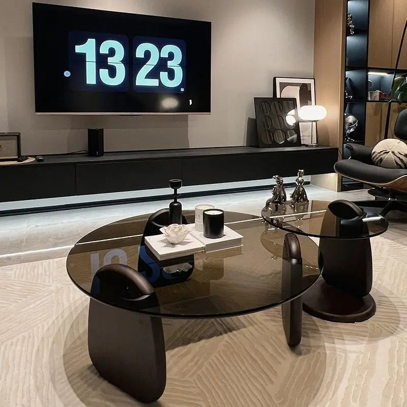 Glass Coffee Table Minimalist Small Round Table