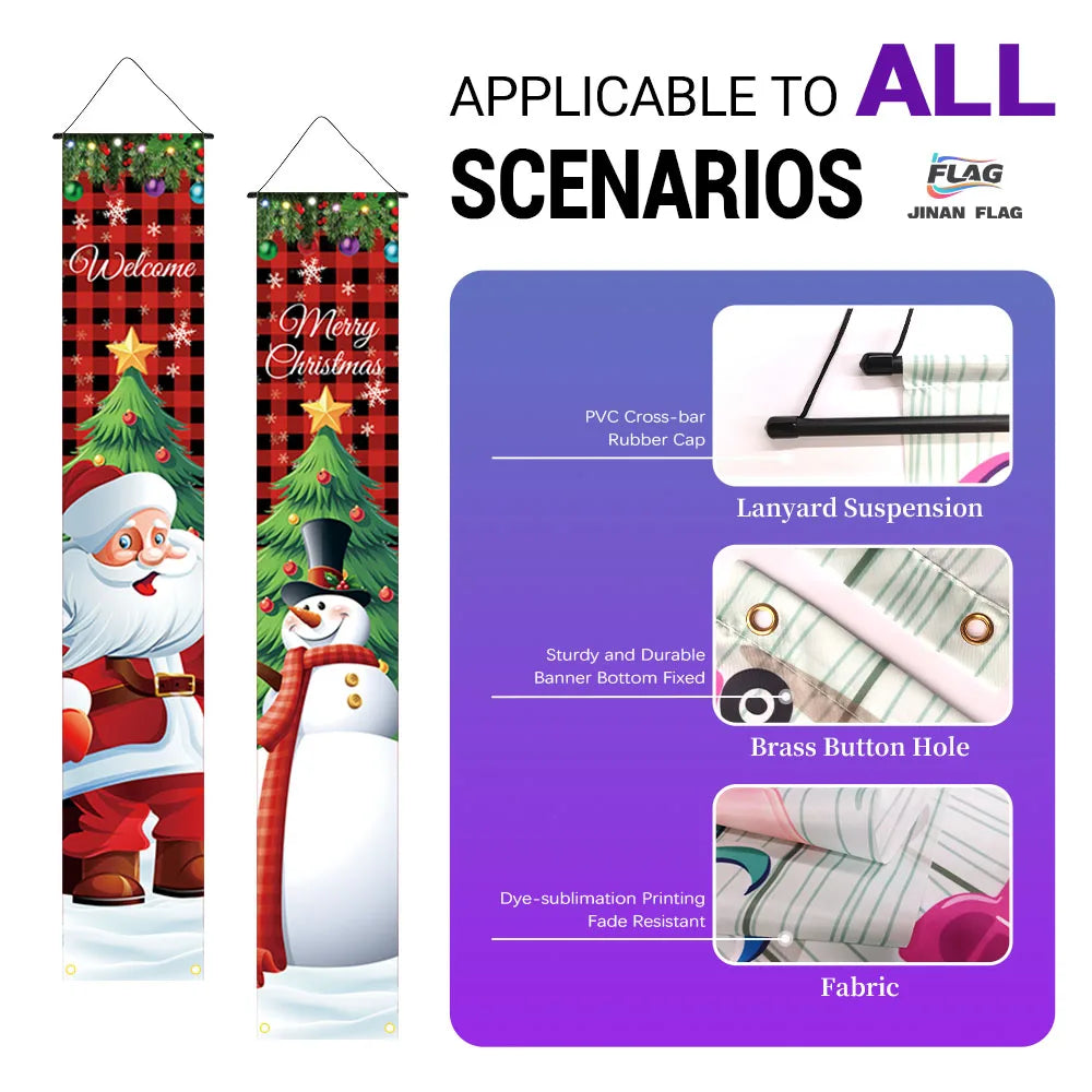 Christmas decoration 12 * 72 inch polyester fabric PVC suspension rod 2-piece set