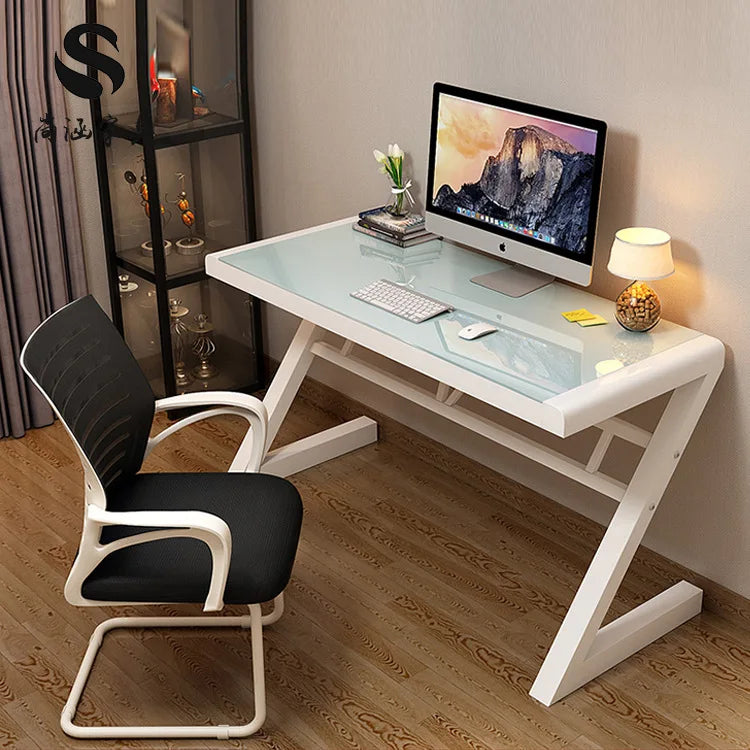Toughened Glass Computer Desk Z-shaped  Leg