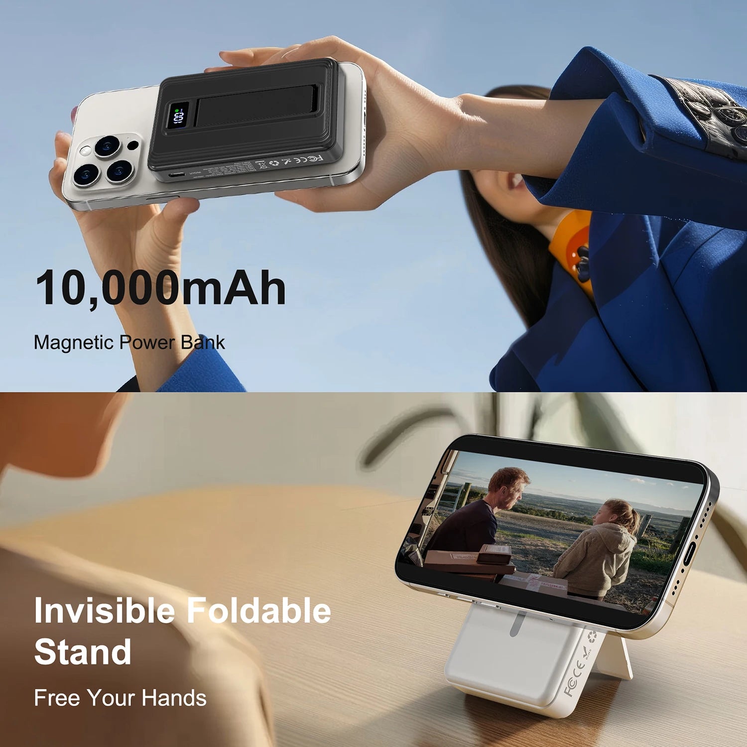 Magnetic Wireless  10000mAh  3 in 1 Power Bank