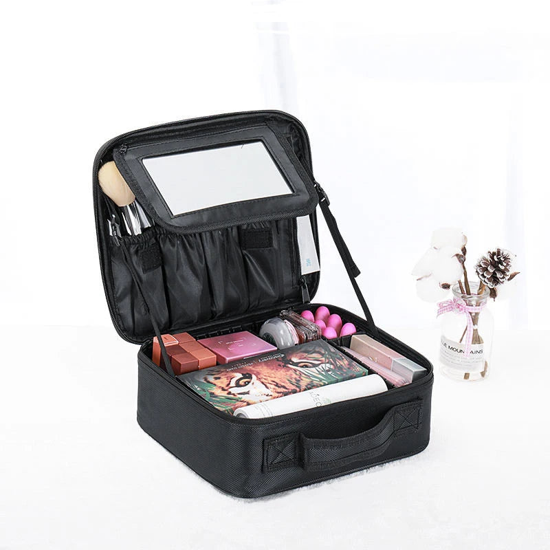 Makeup Bag Foldable Oxford With Mirror 11*9*4 in
