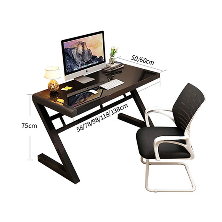 Toughened Glass Computer Desk Z-shaped  Leg