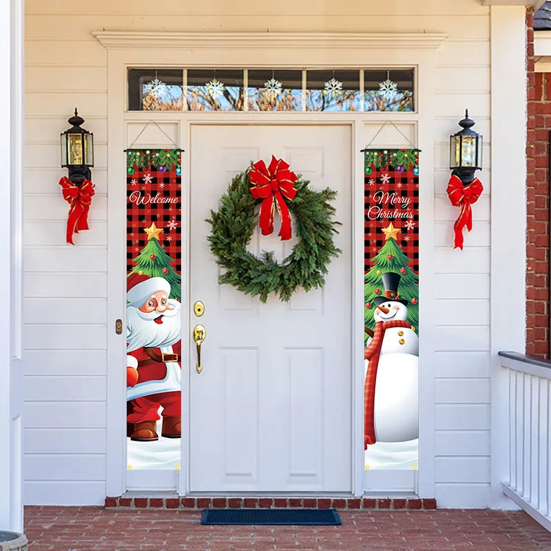 Christmas decoration 12 * 72 inch polyester fabric PVC suspension rod 2-piece set