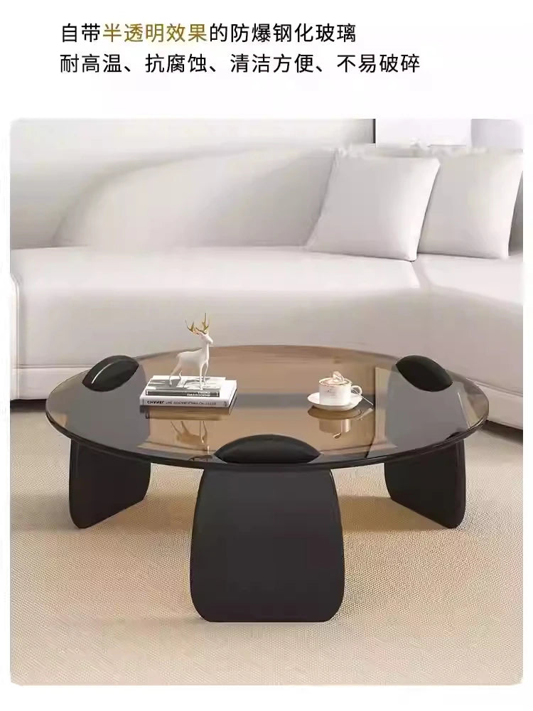 Glass Coffee Table Minimalist Small Round Table