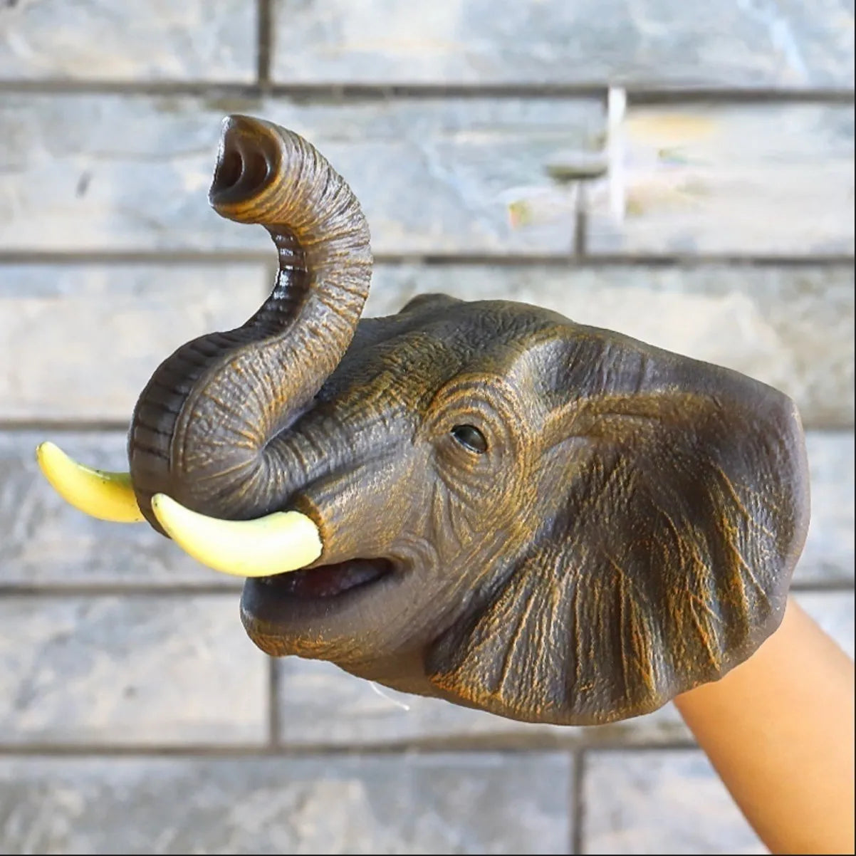 Soft rubber tyrannosaurus rex simulates animal bite