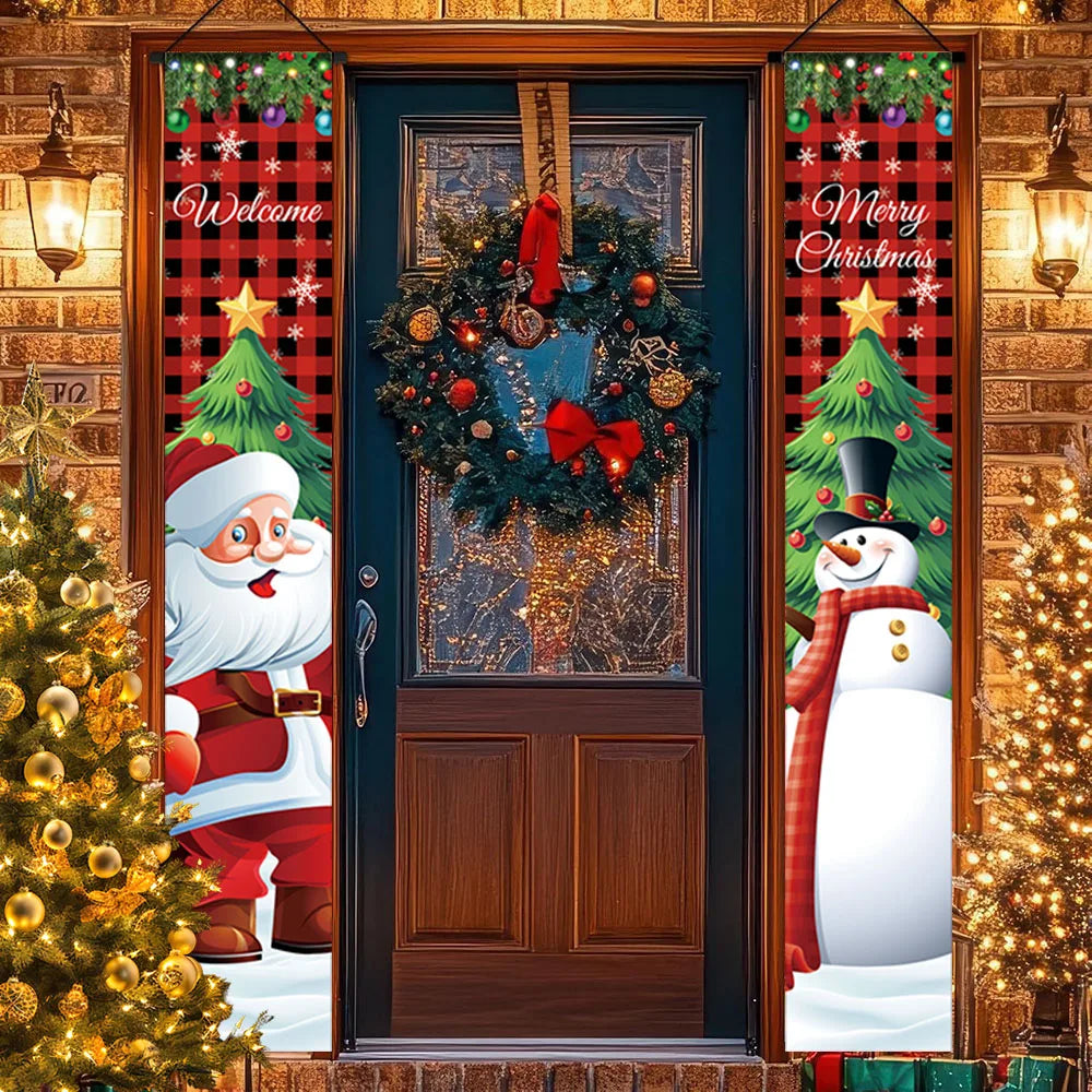 Christmas decoration 12 * 72 inch polyester fabric PVC suspension rod 2-piece set