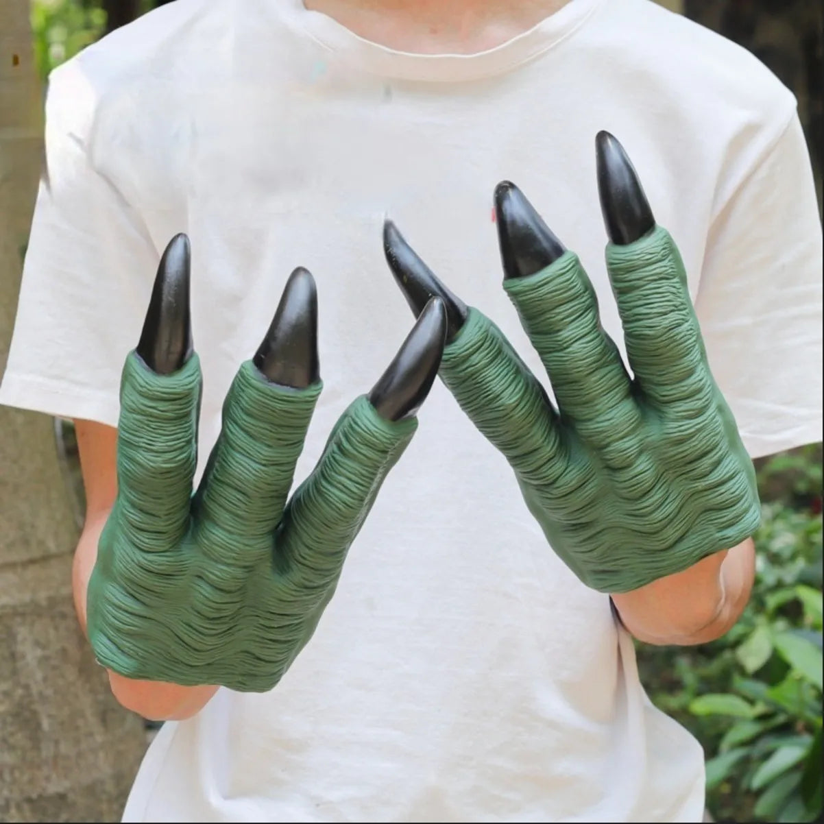 Soft rubber tyrannosaurus rex simulates animal bite