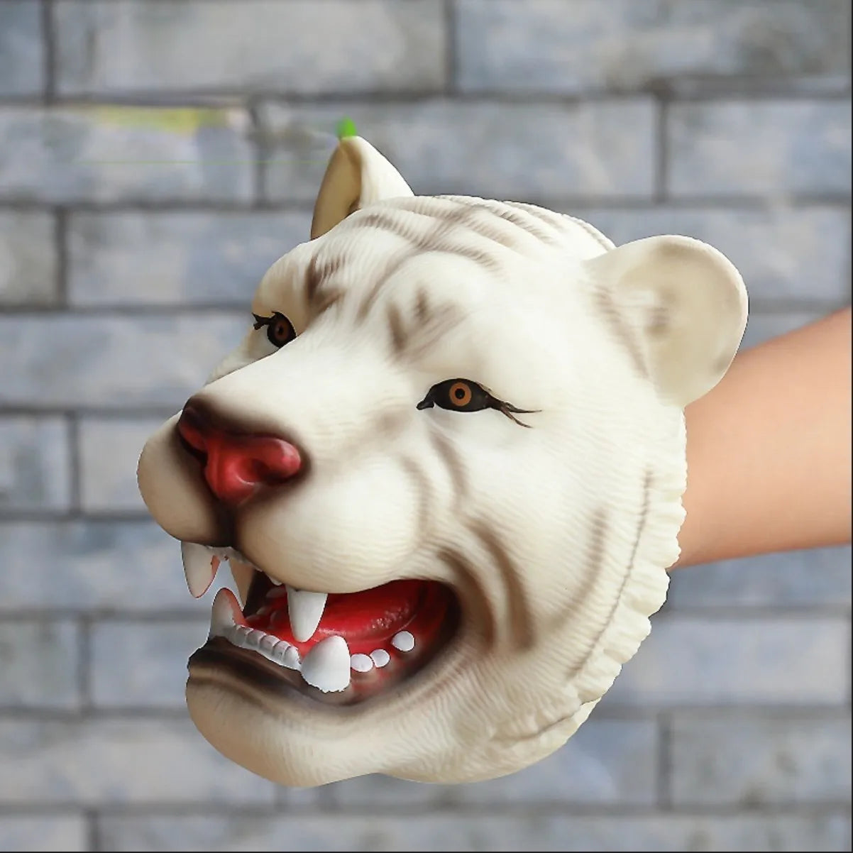 Soft rubber tyrannosaurus rex simulates animal bite