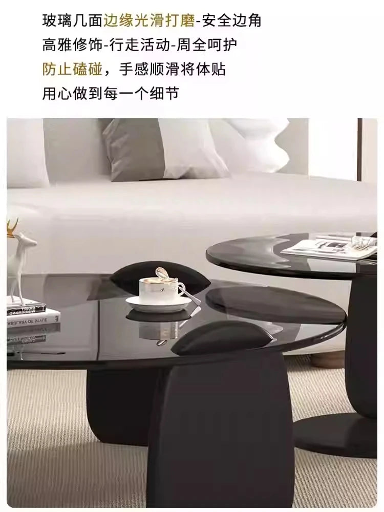 Glass Coffee Table Minimalist Small Round Table