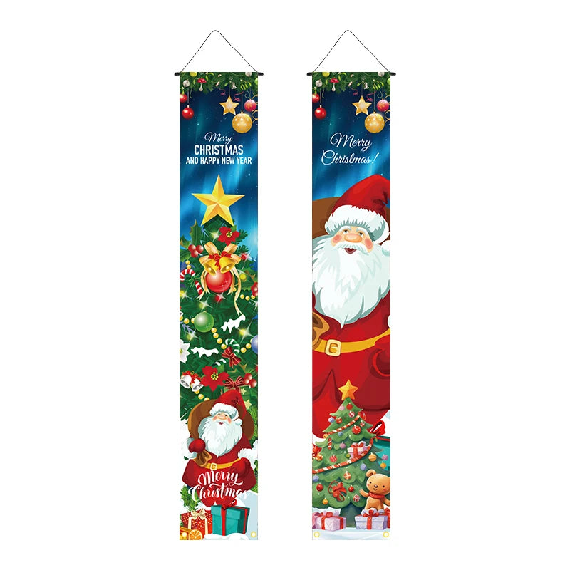 Christmas decoration 12 * 72 inch polyester fabric PVC suspension rod 2-piece set
