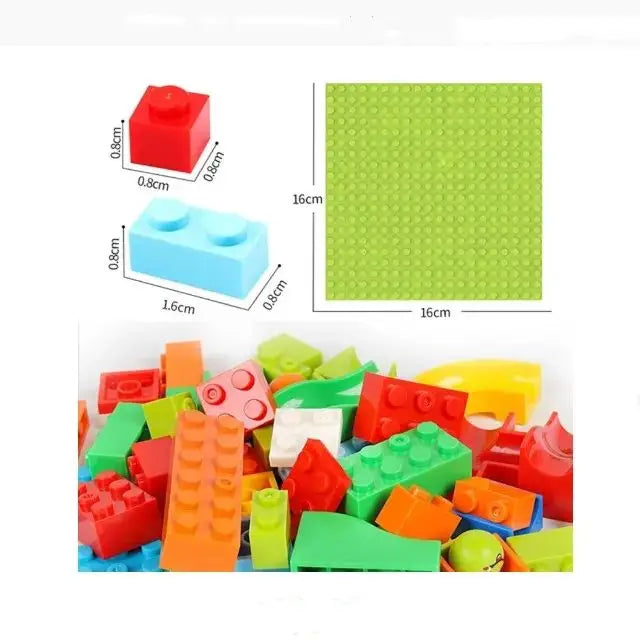 Building block set funnel slide maze ball assembly track