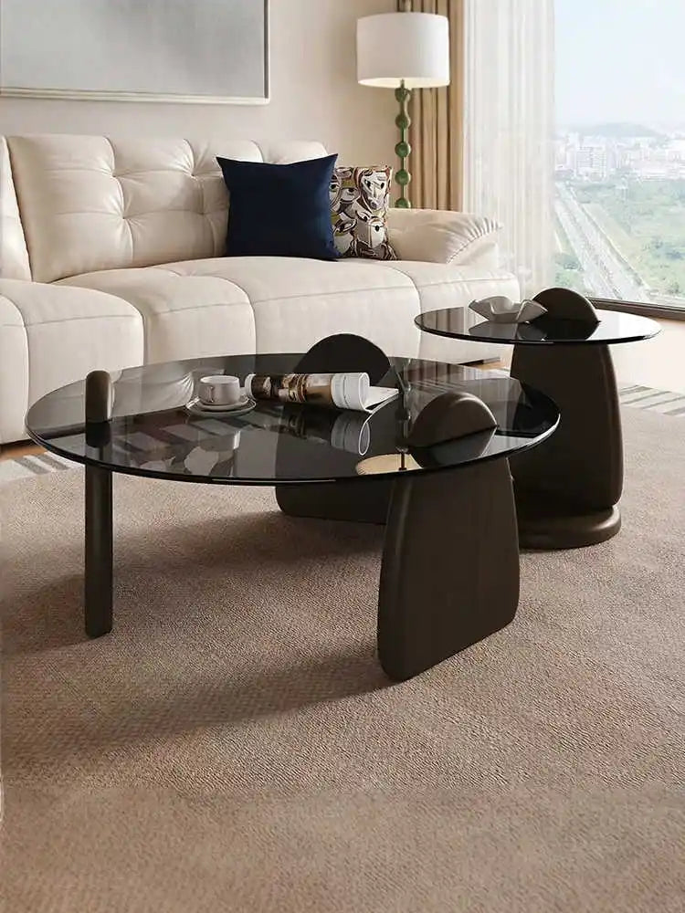Glass Coffee Table Minimalist Small Round Table