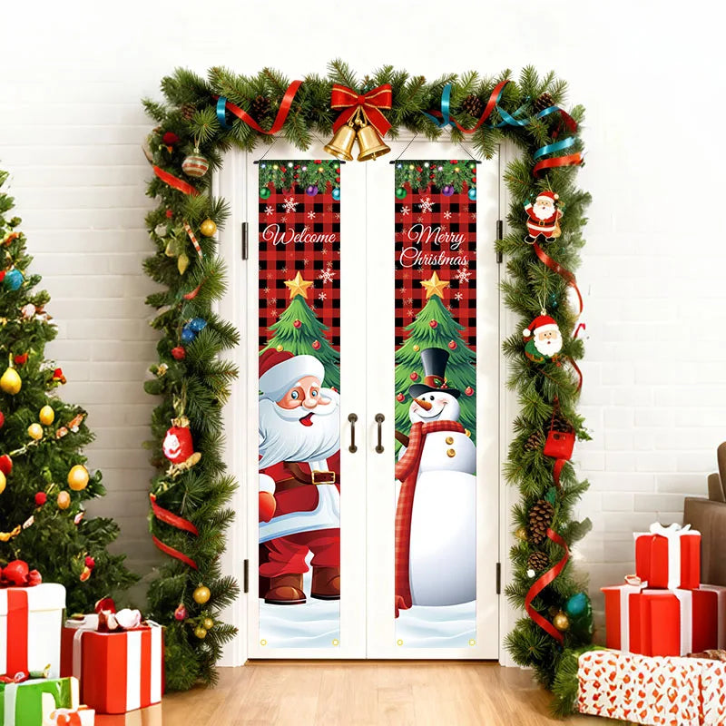 Christmas decoration 12 * 72 inch polyester fabric PVC suspension rod 2-piece set