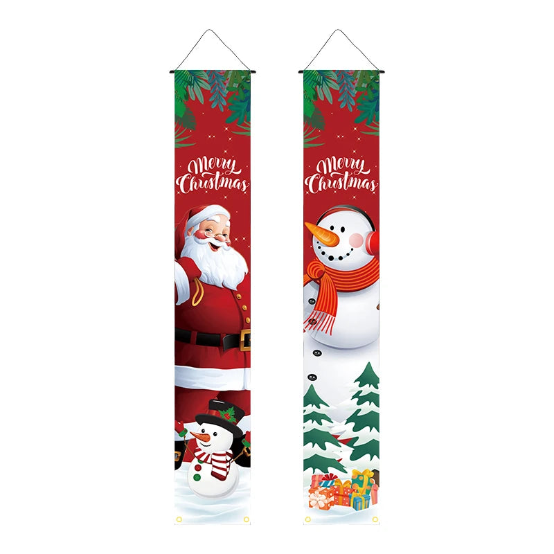Christmas decoration 12 * 72 inch polyester fabric PVC suspension rod 2-piece set