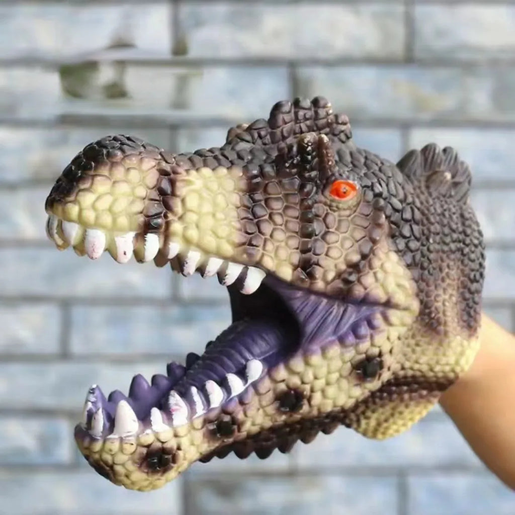 Soft rubber tyrannosaurus rex simulates animal bite