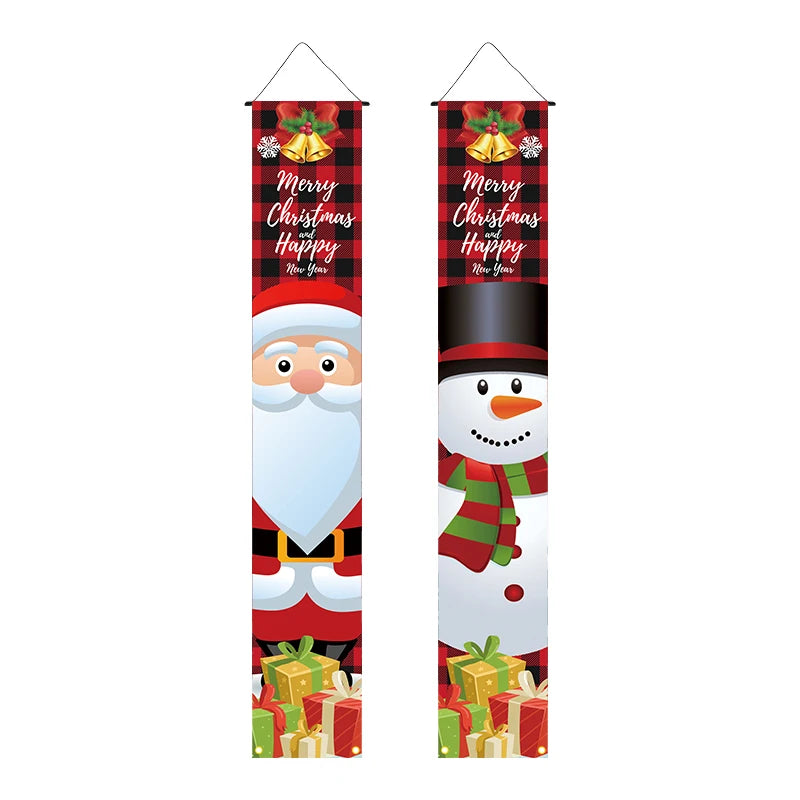 Christmas decoration 12 * 72 inch polyester fabric PVC suspension rod 2-piece set