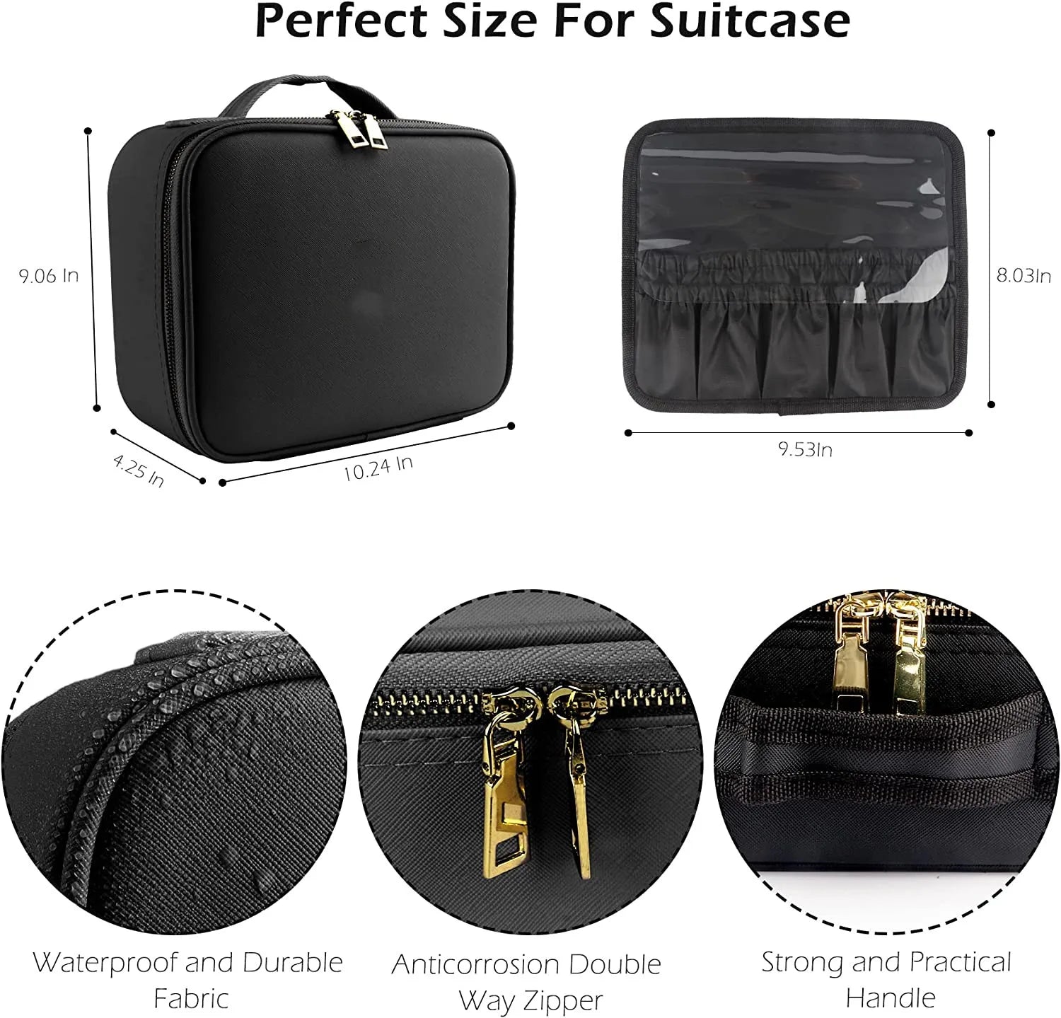 Makeup  Bag Vanity Cosmetic Box Mirror  With Three Colors Led Light