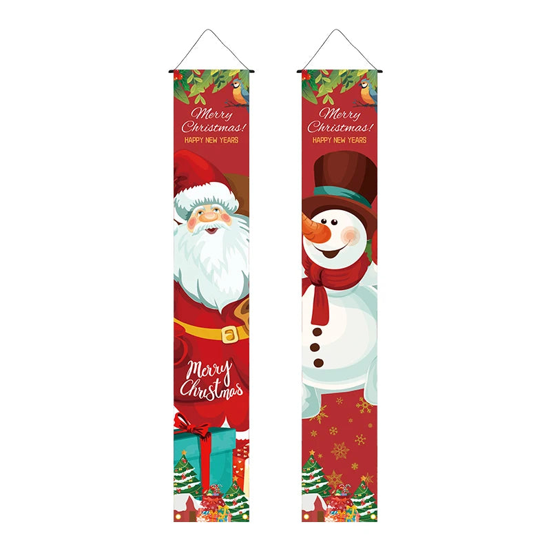 Christmas decoration 12 * 72 inch polyester fabric PVC suspension rod 2-piece set