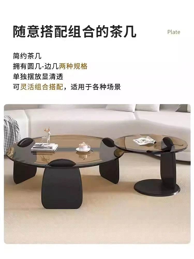 Glass Coffee Table Minimalist Small Round Table