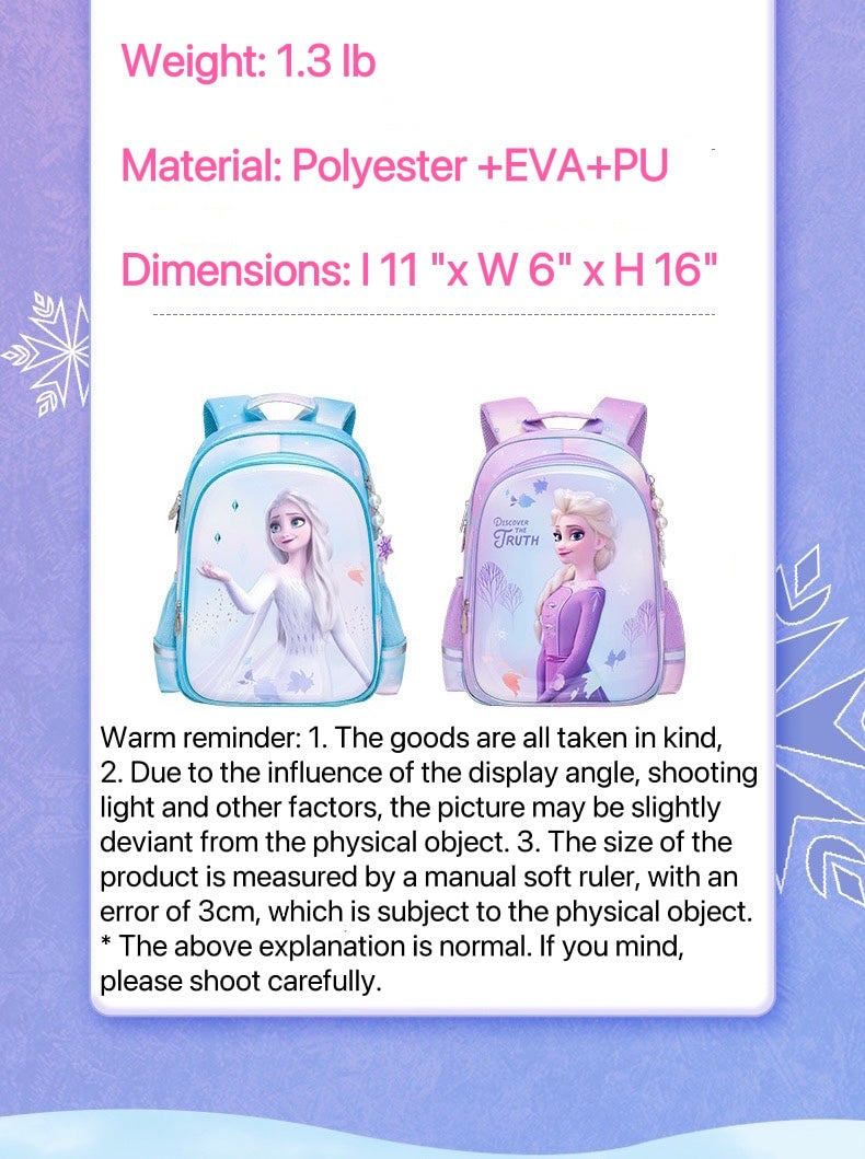 New 3D backpack for elementary school students and girls, Frozen children's backpack