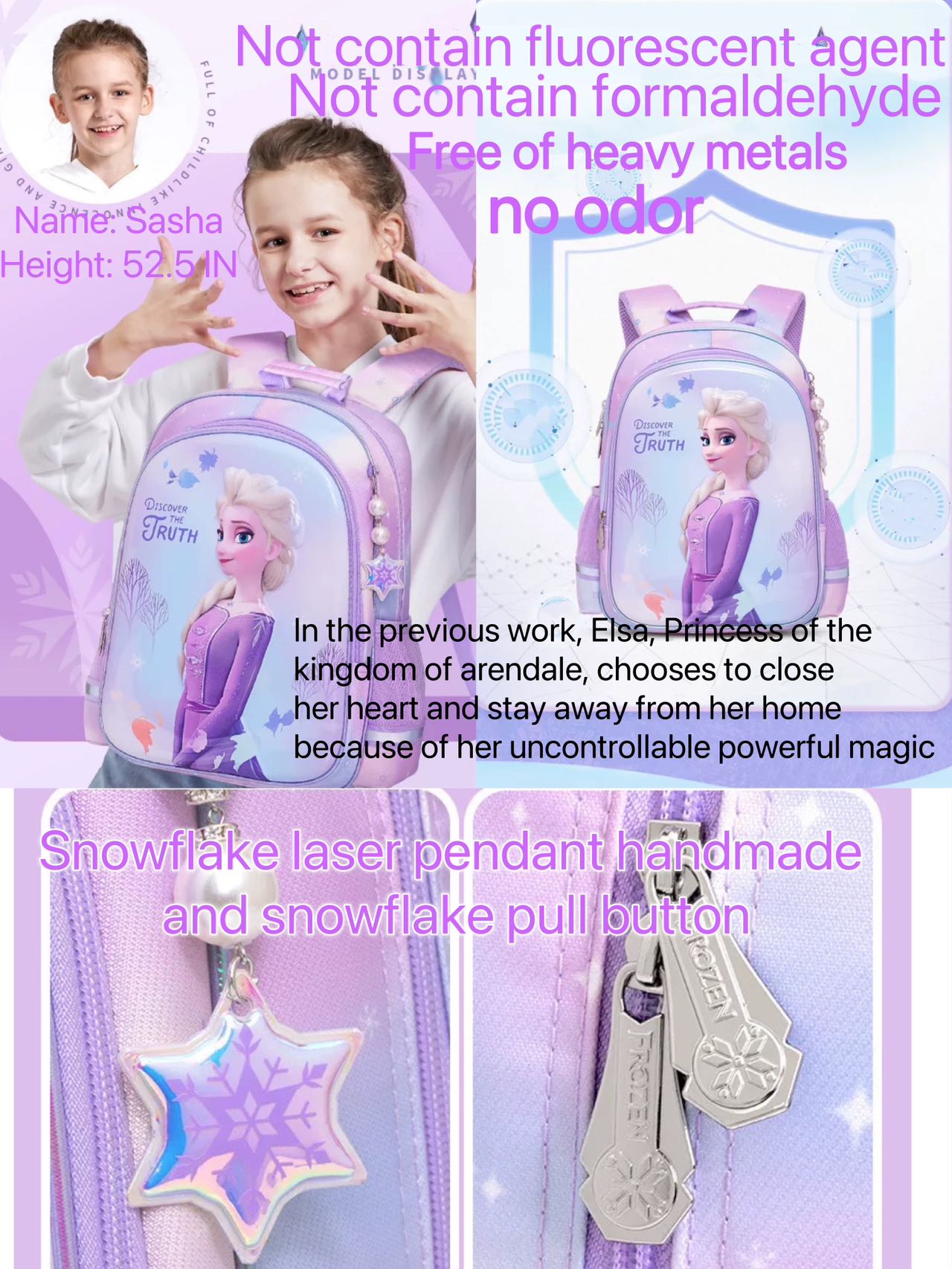 New 3D backpack for elementary school students and girls, Frozen children's backpack