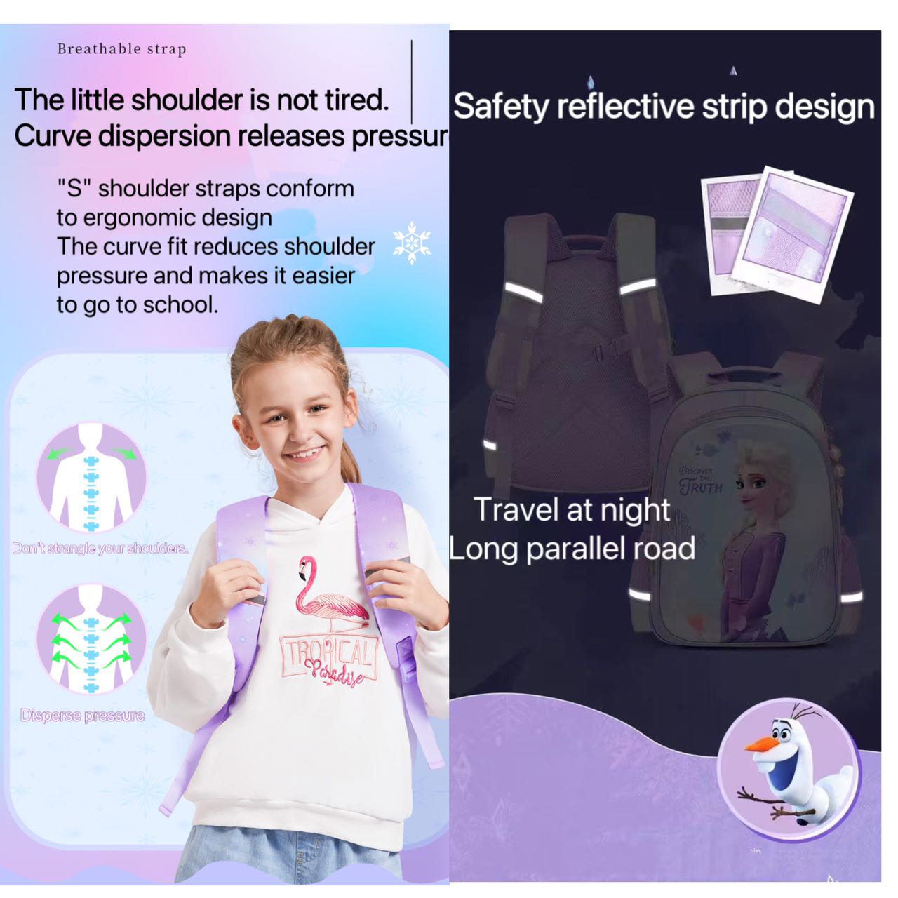 New 3D backpack for elementary school students and girls, Frozen children's backpack