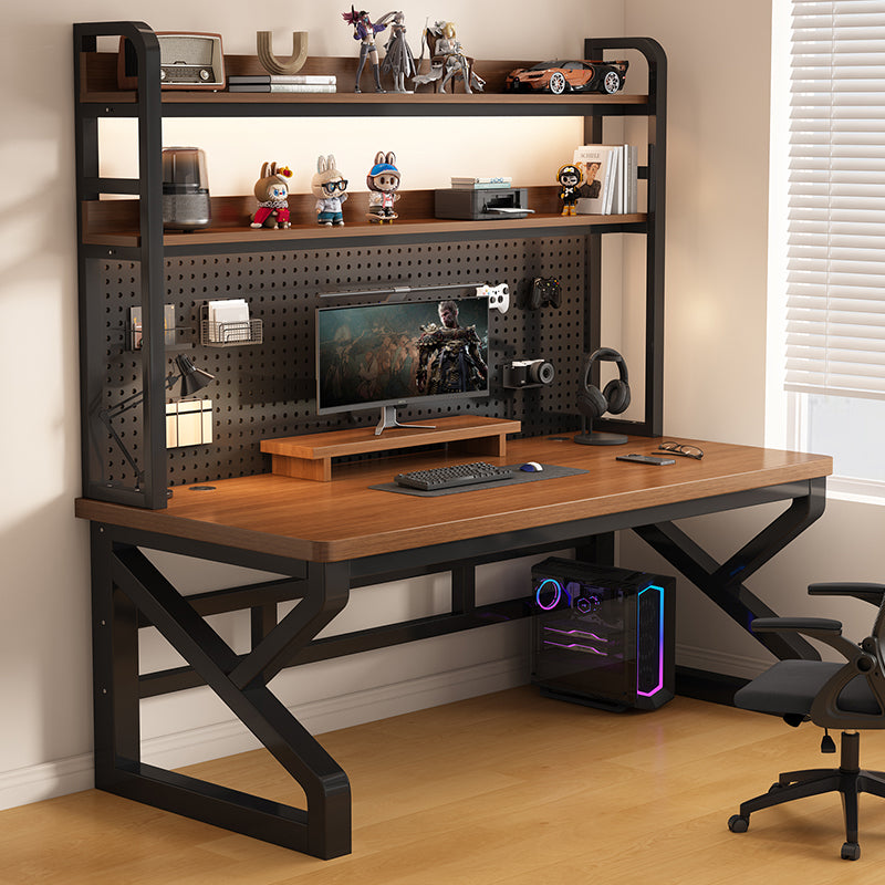 Solid wood desk with perforated panel (1.2 inch tabletop)