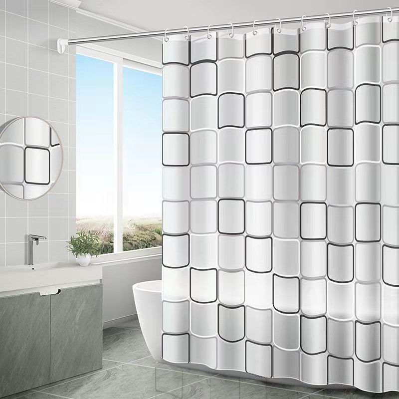 Bathroom peva shower curtain waterproof (send hanging ring) free punching