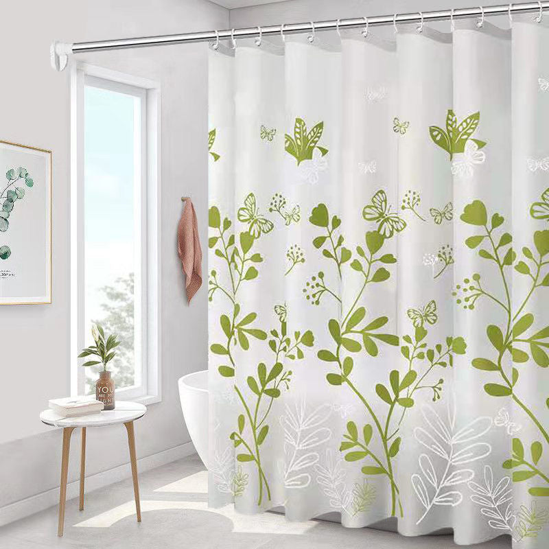 Bathroom peva shower curtain waterproof (send hanging ring) free punching