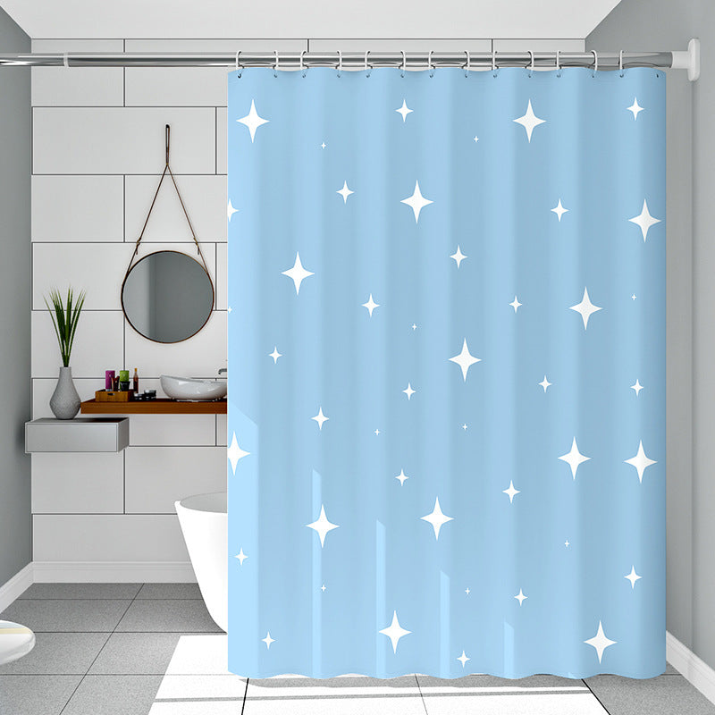 Bathroom peva shower curtain waterproof (send hanging ring) free punching